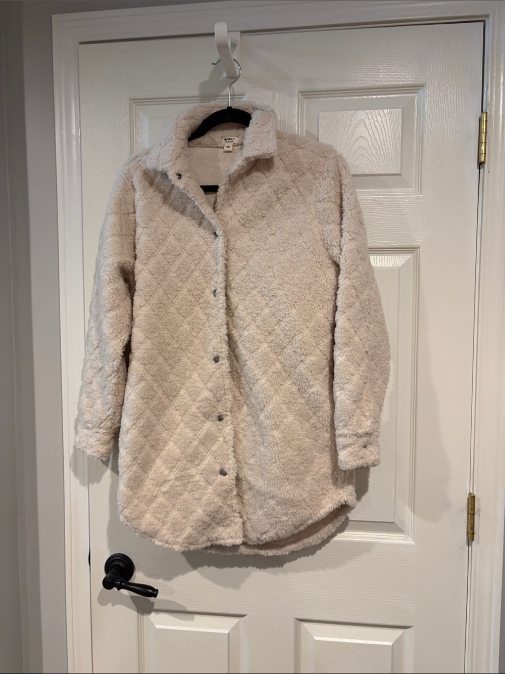 dylan Cream Quilted Sherpa Teddy Jacket